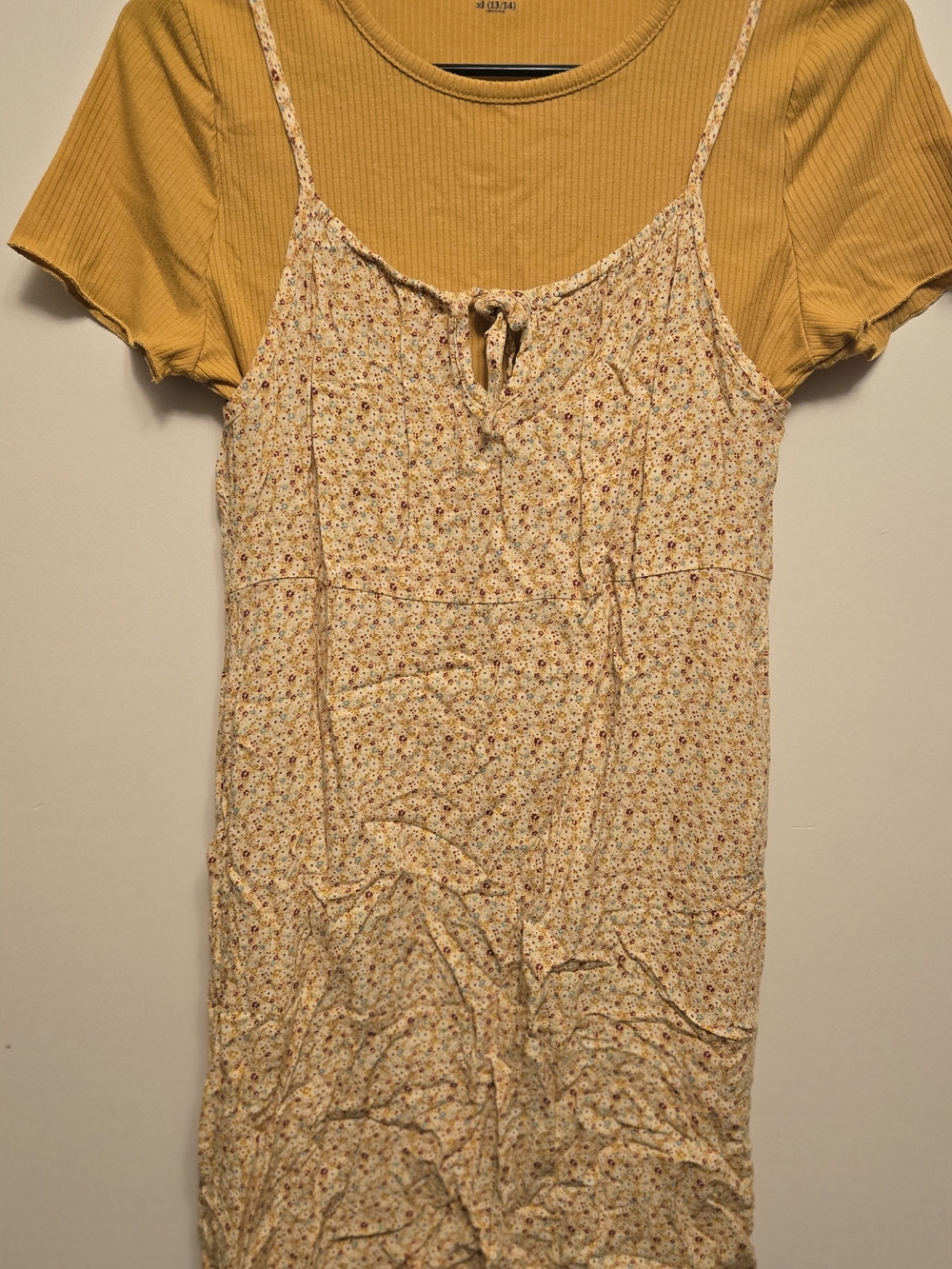 EVIE Yellow Floral Slip Dress with Mustard Tee